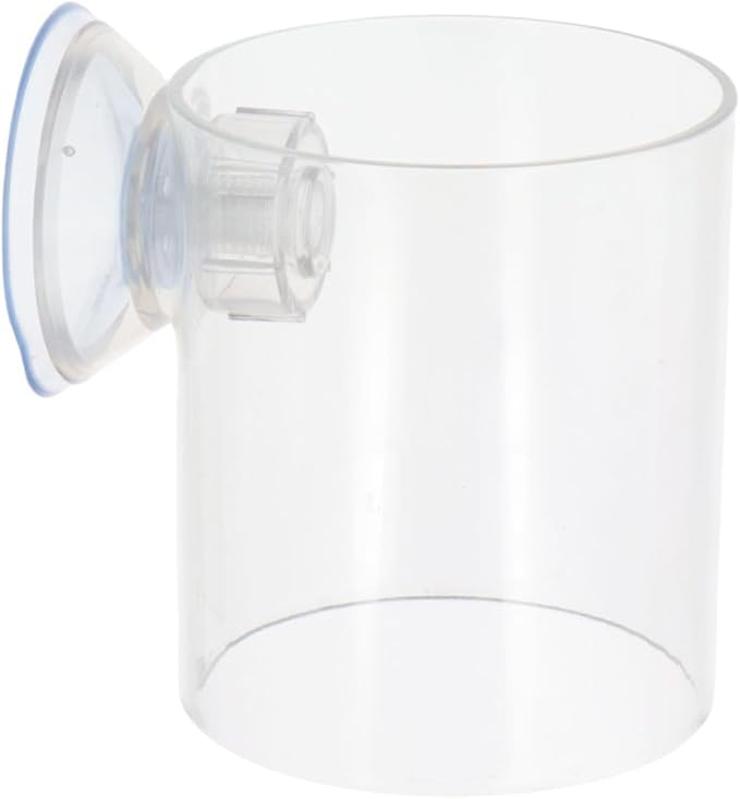 Pokinge 2Pcs Aquarium Fish Food Feeder Tube, Transparent Acrylic Feeding Ring with Strong Suction Cup, Adjustable Height Fish Tank Station Floating Food Tray Feeder