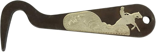 AJ Tack Antique Brown Steel Hoof Pick, Silver Engraving Cowboy Reining