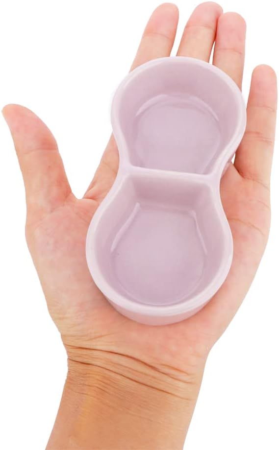 2 Pcs Hamster Ceramic Food Bowl, Double Grid Design Anti-Turning Food and Water Dish for Hamster Hedgehog Sugar Glider Gerbil Chipmunk Rodent (Colors May Vary)