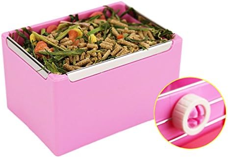 Cage Feeder Food & Water Hay Bowl Dish Bin Feeder, Small Animal Supplies for Rabbit Guinea Pig Chinchilla Hamster Ferret (Yellow)