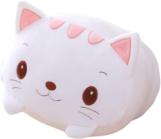 Cat Plush Stuffed Animal, Cute Cat Plushie Cylindrical Hugging Pillow Toy Gifts for Kids Birthday, Valentine, Christmas, 8inch