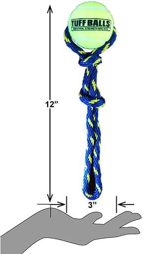 PetSport Fling Thing Dog Ball on Rope Toy, 12" Tennis Ball Rope for Fetch & Tug of War (3 Pack) - 2.5" Tuff Ball with Non-Abrasive Felt, Non-Toxic, Durable Toy for Small & Medium Dogs