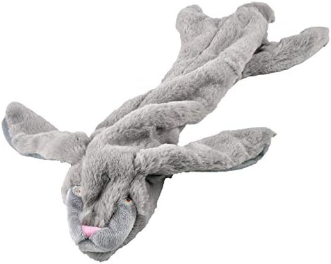 Jeffers Pet Thinnies Unstuffed No Squeaker w/Rope Dog Toy – 21" Plush Rabbit, Flat Stuffing Free Chew Toy for Small, Medium & Large Dogs – Soft, Interactive Play, Fetch, Tug, Training, Teething