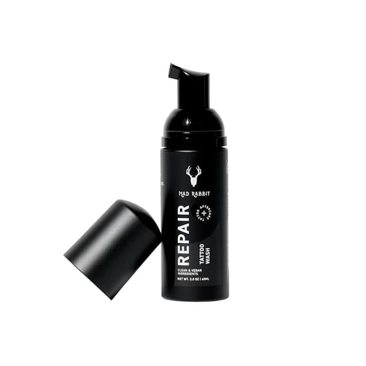Mad Rabbit Tattoo Aftercare Soap - Tattoo Soap for New Tattoo - Fragrance Free Foam Wash - Unscented, Cleaner Made with Clean + Vegan Ingredients, 2oz