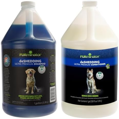 FURminator Bundle | Ultra Premium Deshedding Shampoo and Conditioner. 1 Gallon Bottles. Reduces Excess Shedding.