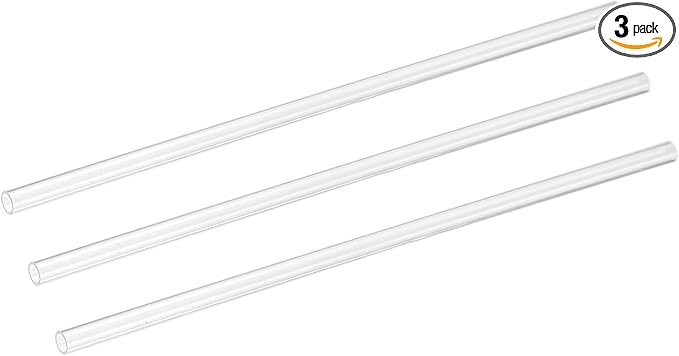 uxcell 3Pcs Clear Rigid Acrylic Pipe, 6mm(0.24") ID x 10mm(0.39") OD 12" Round Polycarbonate Tube Plastic Tubing for Plumbing, Lighting, Aquarium, DIY Projects