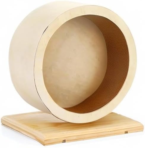 Hamster Exercise Wheel，Small Animals Running Toy Suitable for Rat, Pig, Chinchilla, Gerbil, etc. pet Wooden Harmless, Handmade (L)