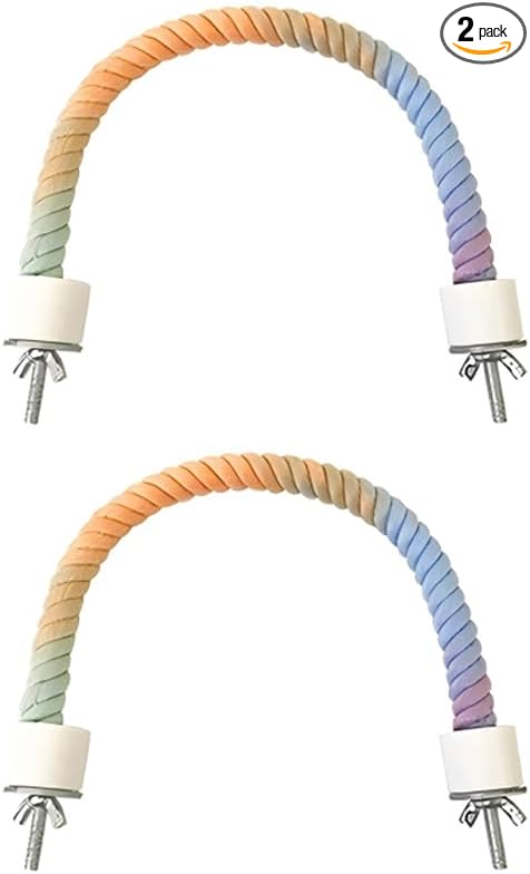 2Pcs Rope Perches for Bird Cages, Rope Perch for Parrots, Cockatiels & Parakeets, Bird Cage Accessories(S)