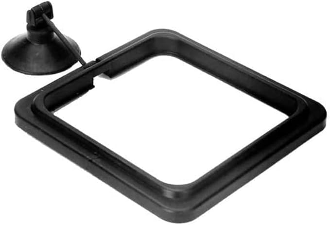 2pcs Black Fish Feeding Ring, Black Round and Square Aquarium Floating Food Feeder, Food Feeders with Suction Cup for Goldfish Turtle and Other Smaller Fish, Food Feeding Ring with Suction Cup