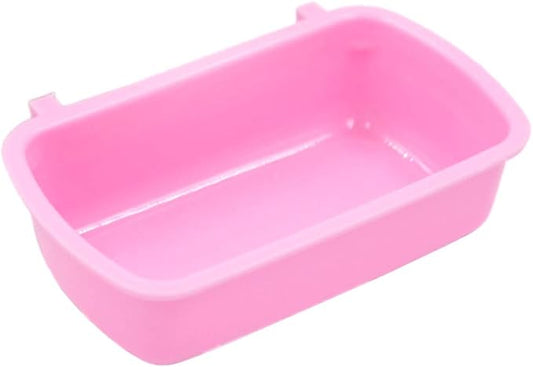 Small Pet Feeding Dish for Case Food Bowl with Hooks Cup Bird Cage Water Bowl for Birds Hamster Puppy Rabbi Pink Plastic