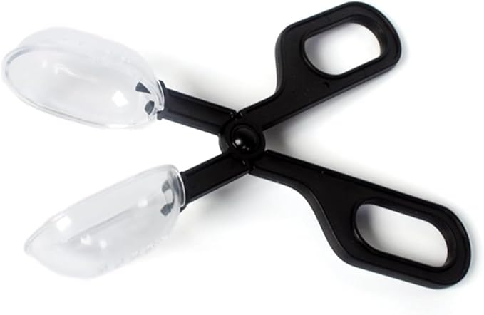 Black Reptiles Feeding Scooper Poop Cleaning Clamp Spoon-shaped Tips Feeder Tweezers Aquarium Tank and Terrarium Cleaning Tool,For Snakes Lizard Tarantulas Reptile Supplies Reptiles and Amphibians