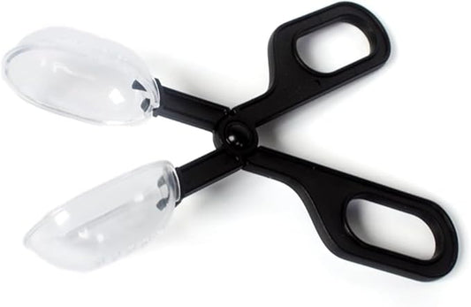 Black Reptiles Feeding Scooper Poop Cleaning Clamp Spoon-shaped Tips Feeder Tweezers Aquarium Tank and Terrarium Cleaning Tool,For Snakes Lizard Tarantulas Reptile Supplies Reptiles and Amphibians