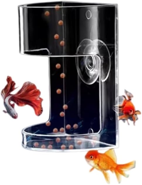 Acrylic Floating Fish Tank Feeder, Clear Arc-Shaped Aquarium Food Dispenser with Suction Cup, Prevents Water Turbidity and Food Settling