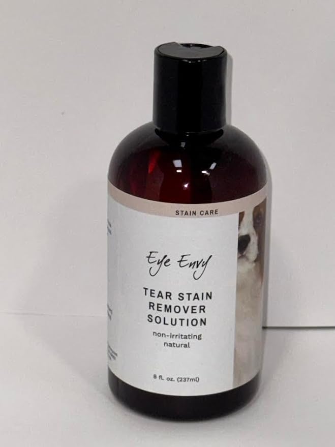 Eye Envy Tear Stain Remover Solution for Dogs. Gentle, Natural, Safe. Cleans Tear Stains. Recommended by AKC Breeders, Handlers, Groomers. 8 oz. Made in USA