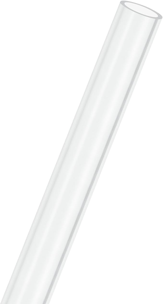 M METERXITY 1-Pack Clear Plastic Tube, 8mm[0.31"] ID x 10mm[0.39"] OD High Impact Rigid Polycarbonate Round Pipes for Water Plumbing/Lighting/Aquariums/Models, Plastic Tubing [305mm/12IN]