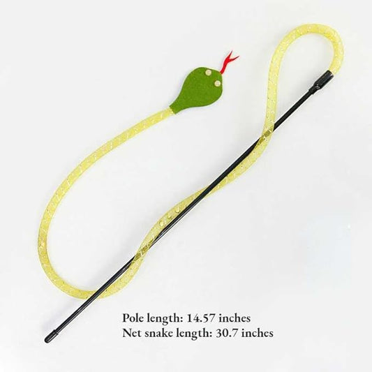 Cat Teaser Wand Toy for Indoor Cats, Cute Mesh Snake & Crinkle Plush Fabric Kitten Wand Kitty Toys Interactive Play Chase Exercise Wand String Toys Cat Toys for All Breed Sizes (Yellow,14.57+30.7inch)