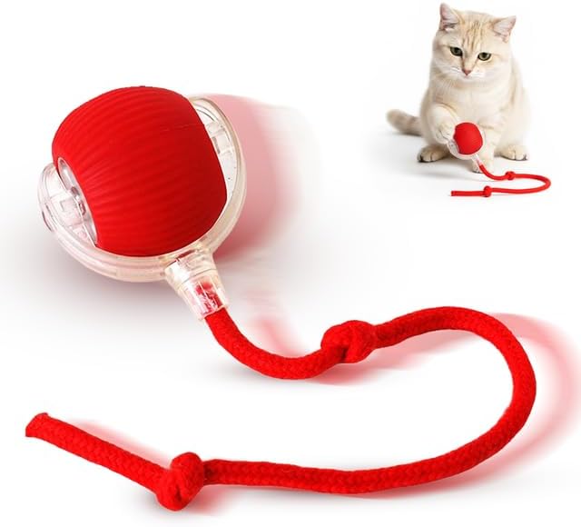 Smart Ball 2.0 - Automatic Cat Toy & Interactive Dog Toys for Small Dogs - Moving Cat Toy Ball for Indoor Cats - Motion Activated, Light Up, USB-C Rechargeable Pet Toy, 2 Speed Modes [Red]
