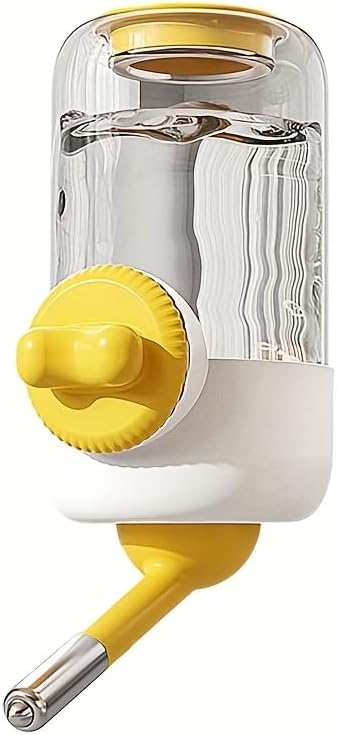 GPY Pet Water Dispenser for Cage, Automatic Hanging Rabbit Water Bottle, 30oz Large Capacity Guinea Pig Bunny Water Dispenser Small Animal Water Bottle（Water Dispenser only, Yellow