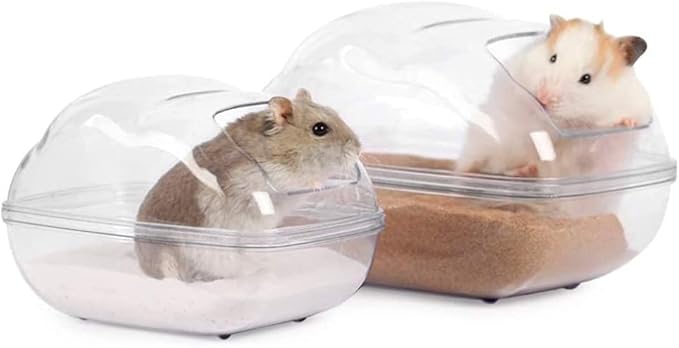 Hamster Small Animal Sand Bath Box Bathtub Critter's Bathroom with Bath Sand and Scoop Accessories for Mice Hedgehog Lemming Gerbils or Other Small Pets (Large)