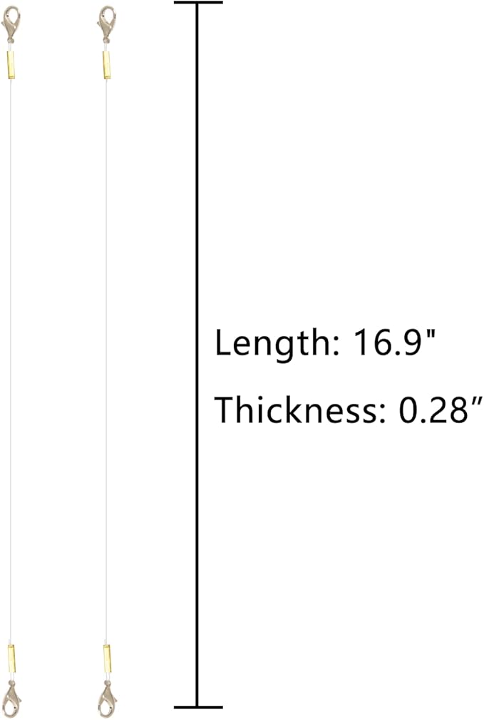 Fishing Line for Cat Feather Teaser, Pack of 2, Nylon Fishing Line with Hook, Cat Feather Toy Accessory, Good Toughness, Easy to Assemble (Clear, 23.6Inch)