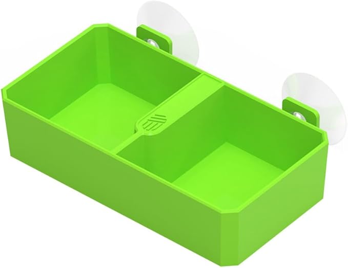 DONGKER Reptile Feeding Ledge,Square Dual-Compartment Reptile Water Food Bowl with 2 Suction Cup for Bearded Dragon Lizard Turtle Tortoise