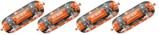 New Zealand Frozen Dog Rolls, Pasture-Raised & Free-Range, Gently Pasteurized Raw Dog Food, Protein-Rich, Natural & Healthy (4 Rolls, Beef)
