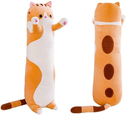 shangman Lovely Plush Cat Doll Cute Cartoon Soft Stuffed Kitten Pillow Long Throw Sleeping Toy Gift for Kids Girlfriend Multiple Size (Brown,70cm/27.5in)