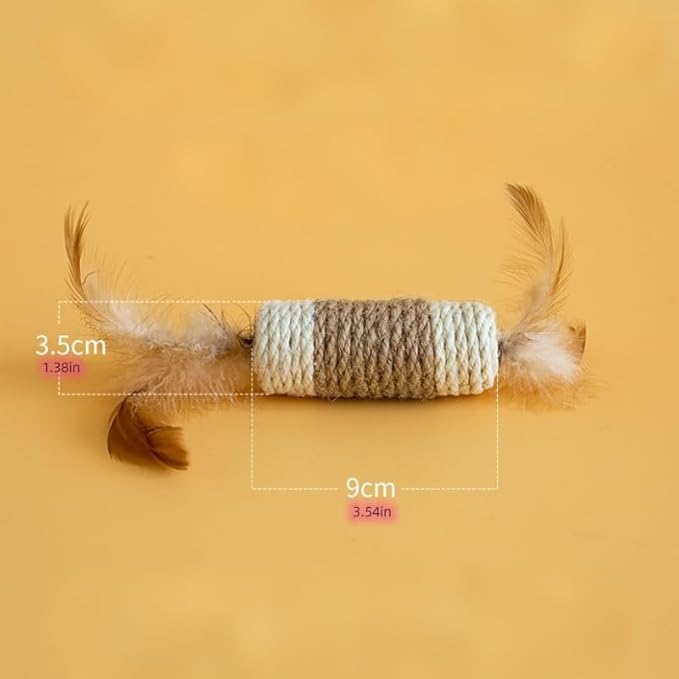3 Pack Cat Mice Toys with Feather Tail Rattling Noise Sound Natural Sisal Cat Balls Toys Teeth Cleaning Dental Chew Toys Interactive Cat Mice Toy Mice Cat Toys for Indoor Cats
