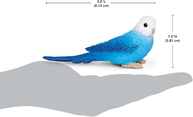 Safari Ltd. Blue Budgie Figurine - Detailed 3" Plastic Model Figure - Fun Educational Play Toy for Boys, Girls & Kids Ages 3+