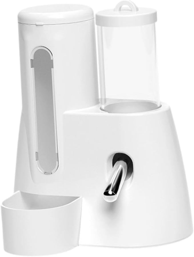 Baoblaze Automatic Hamster Feeder Food Dispenser Hamster Water Bottle Lightweight Clear Food Container for Ferrets Gerbils Chinchillas, White, 80ml