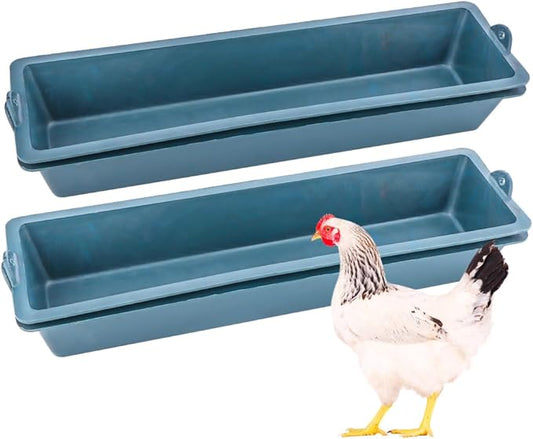 4 Pack Chicken Feeder Plastic Feed Trough Bucket for Chicken Duck Pigeon Bird Livestock Pet Poultry (Length: 16.5")