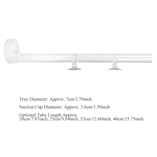 Shrimp Feeding Tube and Dish Set,Acrylic Shrimp Feeder Tube Feeding Dish Bowls for Fish Tank Aquarium Shrimp Fish, with 2 Suction Cups,Fish Tank Feeding Supplies(Tube Length 25cm)