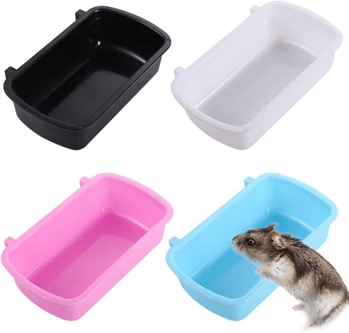 Feeder Bowl 4PCS Hamster Bowls Small Pet Food Feeder Food Tray Creative Plastic Hanging Water Drinking Device Bird Pigeon Feeding Cup Pet Products