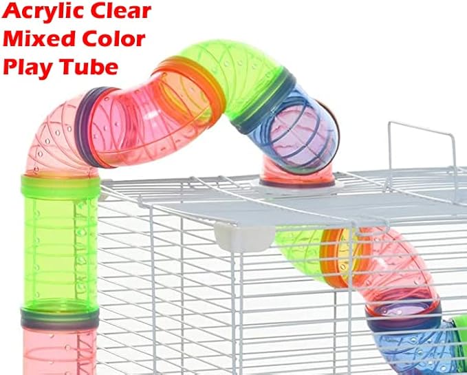 Extra Large 23" Multi-Tiers Easy Setup Hamster Palace Gerbil Habitat Mouse House Mice Home Critters Cage Complete Set of Accessories Expandable Customizable Hide House Food Bowl Running Wheel