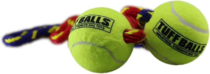 PetSport Fling Thing Dog Ball on Rope Toy, 12" Tennis Ball Rope for Fetch & Tug of War (3 Pack) - 2.5" Tuff Ball with Non-Abrasive Felt, Non-Toxic, Durable Toy for Small & Medium Dogs