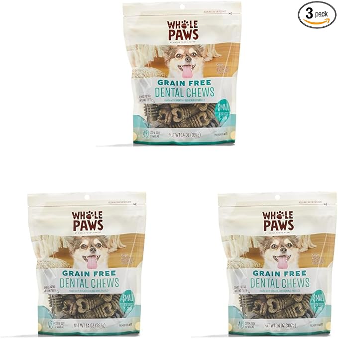 Whole Paws Grain Free Dental Chews, Small, 14 Oz (Pack of 3)