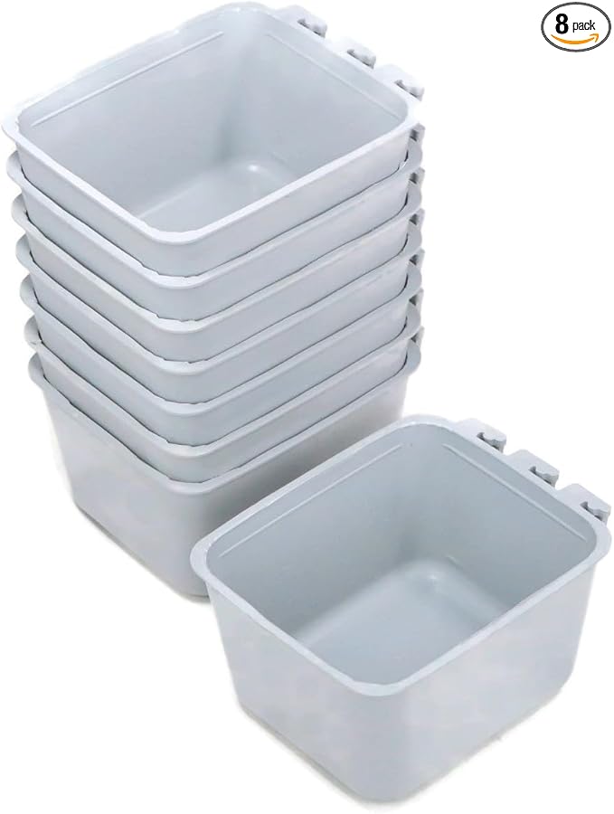 The ROP Shop 8-Pack - Gray Cage Cups for Feed & Water for Poultry, Ducks, Birds, Hamsters