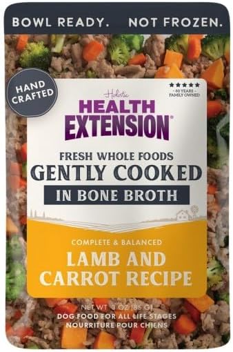 Health Extension Pet Care 111639 3 oz Gently Cooked Lamb & Carrot Recipe in Bone Broth Wet Dog Food - 10 Count