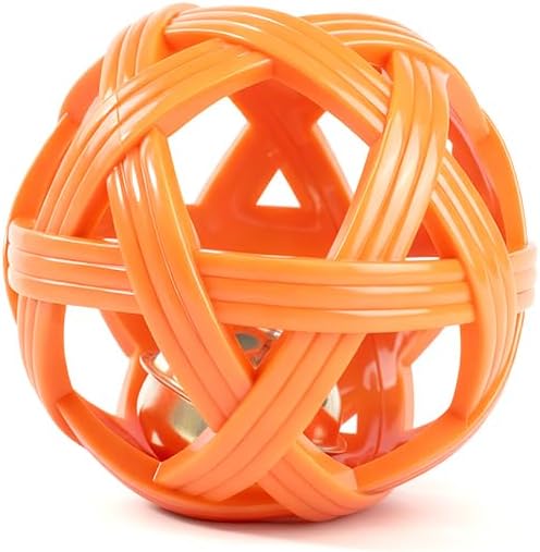Dog Toy Ball with Bell, TPR Chew Resistant Interactive Fetch Toy for Small to Medium Dogs& Puppies, Lightweight Bouncy Cage-Style Puppy Ball for Boredom Relief & Teething