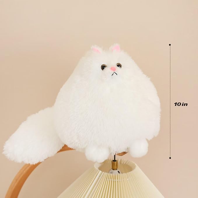 Winsterch Stuffed Animal Plushie Cat Stuffed Animal,Cute Soft Plush Cat Animals,White Stuffed Cat, Birthday for Kids,Boys,Girls,Fat Cat Stuffed Toy (White, 10 Inches)