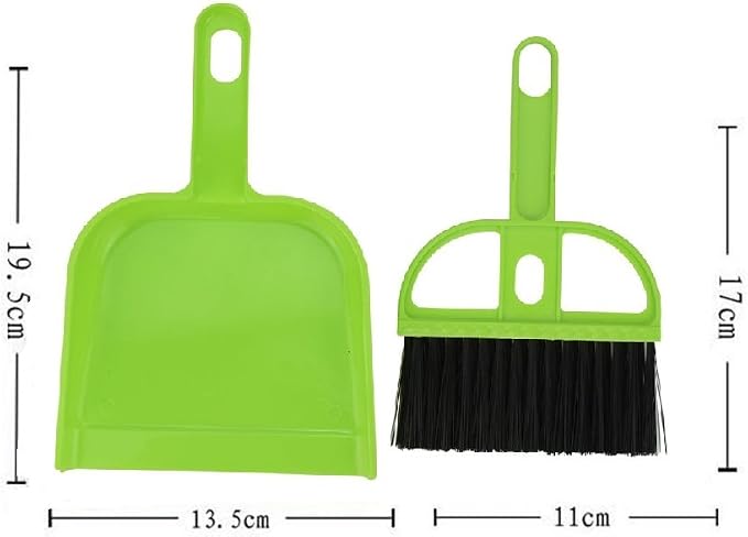 Pet Cage Broom Brush Dustpan Set - Small Cat Litter Sweeper for Pet Cage Clean and Car Keyboard Brush (Green)