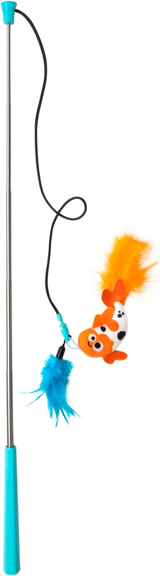 Mad Cat Playing Koi Retractable Feather Wand Cat Toy with Telescopic Handle | Extends and collapses for easy storage, swish to spark natural hunting instincts, chasing and leaping in felines every day