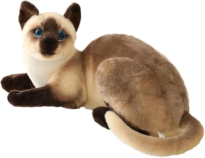 GUDVES Siamese Cat Stuffed Animal, Shorthair Cat Realistic Plush Cat Stuffed Toys, Gift for Kids 12inches (A)