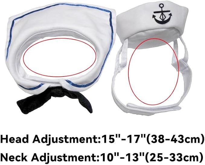 NAMSAN Pet Sailor Costume for Cats Small Dogs, Cat Halloween Costumes, Small Dog Sailor Outfit, Cat Sailors Hat with Tie Collar, Pet Navy Costume for Kitten Puppy Statue Decoration