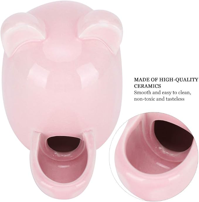 SUNGOOYUE Ceramic Feeder Hedgehog, Pink Ceramic Water Dispenser 250ml Mute Drinking Bowl, Wide Nozzle Small Animal Hydration Feeder for Hamsters Rabbits Guinea Pigs