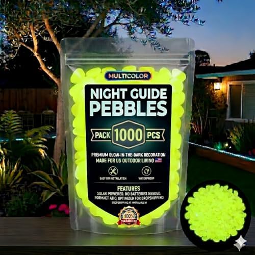 Glow in the Dark Rocks, Garden Stones Pebbles for Outdoor Stepping, Landscaping Decor, Fish Tank Aquarium Decorations (1000, Yellow)