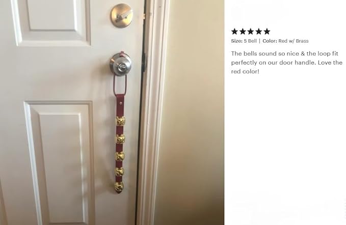 Warner Arctic Sleigh Bells Decorative Leather Strap Door Bells USA (28" with 10 Bells, Tan Leather with Silver Bells)