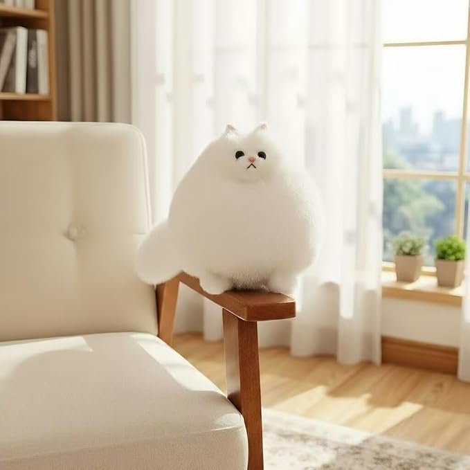 Winsterch Stuffed Animal Plushie Cat Stuffed Animal,Cute Soft Plush Cat Animals,White Stuffed Cat, Birthday for Kids,Boys,Girls,Fat Cat Stuffed Toy (White, 10 Inches)