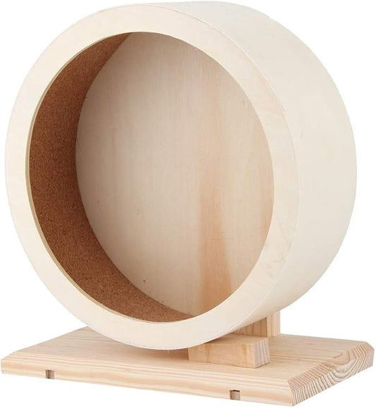 Tiiyee Wooden Hamster Exercise Wheel, Silent Silent Running Wheel Wooden Small Pets Quiet Spinner Play Toy Cage Accessories for Dwarf Syrian Hamster Rat Gerbil Mice Guinea Pigs(S)
