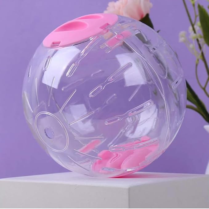 Crystal Ball Silent Hamster Ball 6.3 Inch Hamster Gerbil Running Exercise Wheel Hamster Dog Pet Toy Ball Small Animals Cage Accessories (Pink)